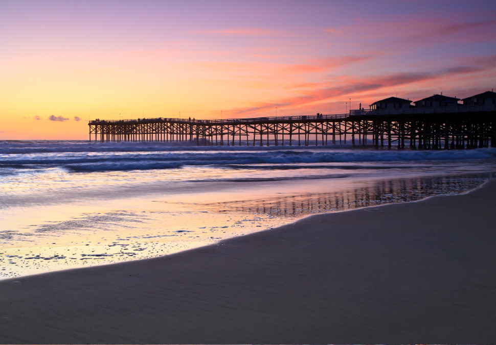 sunset over Crystal Pier.