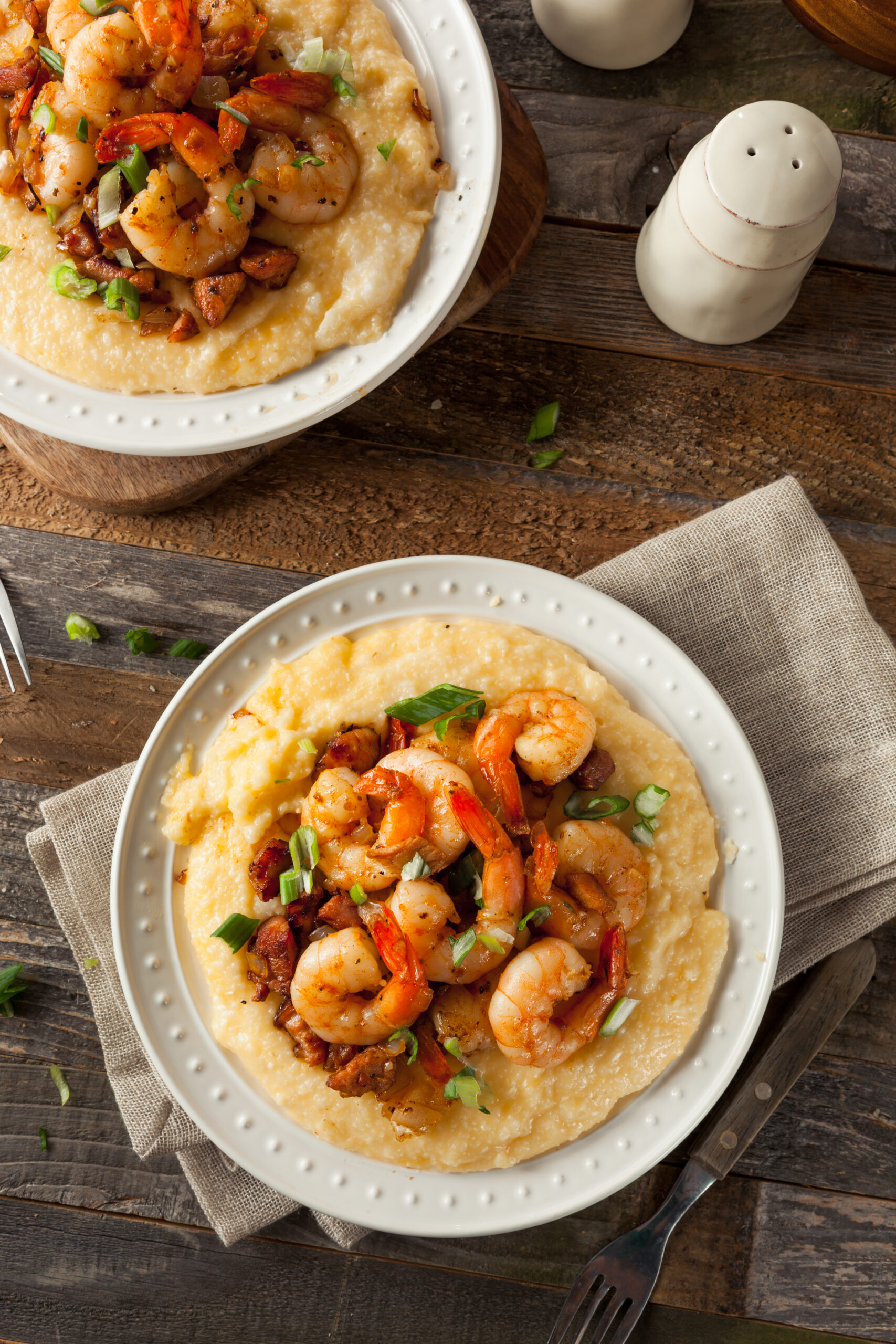 Homemade Shrimp and Grits with Pork and Cheddar in Savannah Georgia