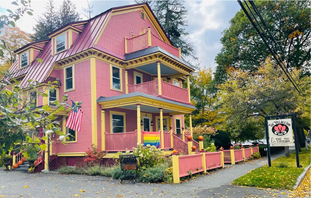 Exterior view of The Village Inn, one of the most romantic getaways in October.