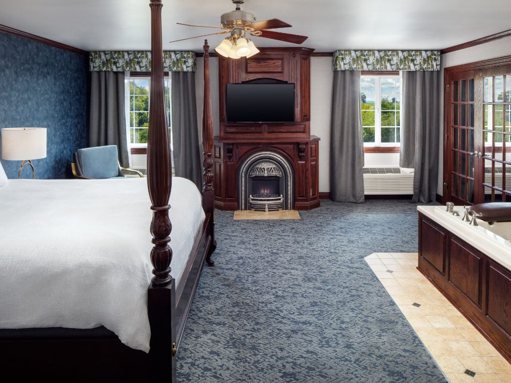 Master bedroom at the Irish Cottage Inn & Suites, one of the most romantic getaways in October.