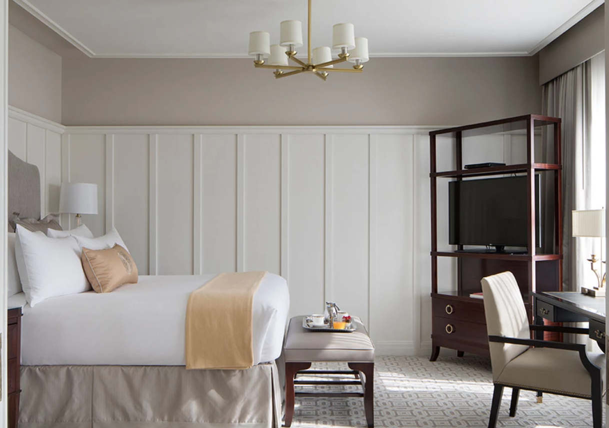 Guest room in Hotel Drisco, one of the most romantic places to stay in San Francisco.