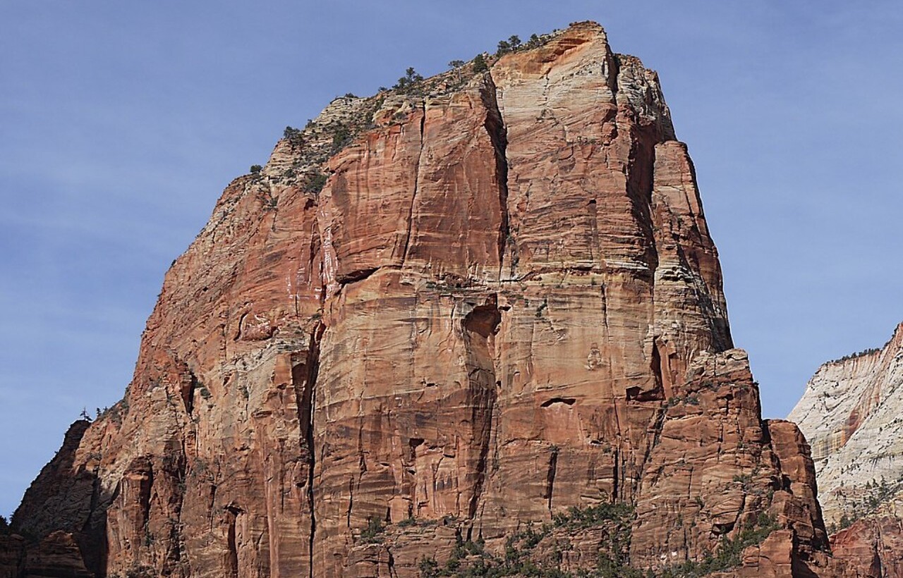 Steep red cliffs of Angels Landing, Zion National Park