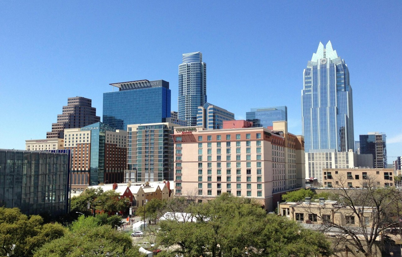Austin skyline with modern towers on a clear day