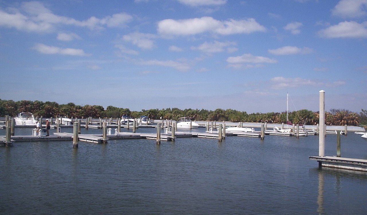 Boats docked at marina in Caladesi Island, Florida