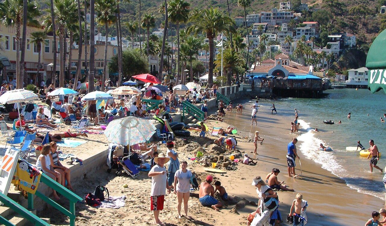 Catalina Island beach crowd