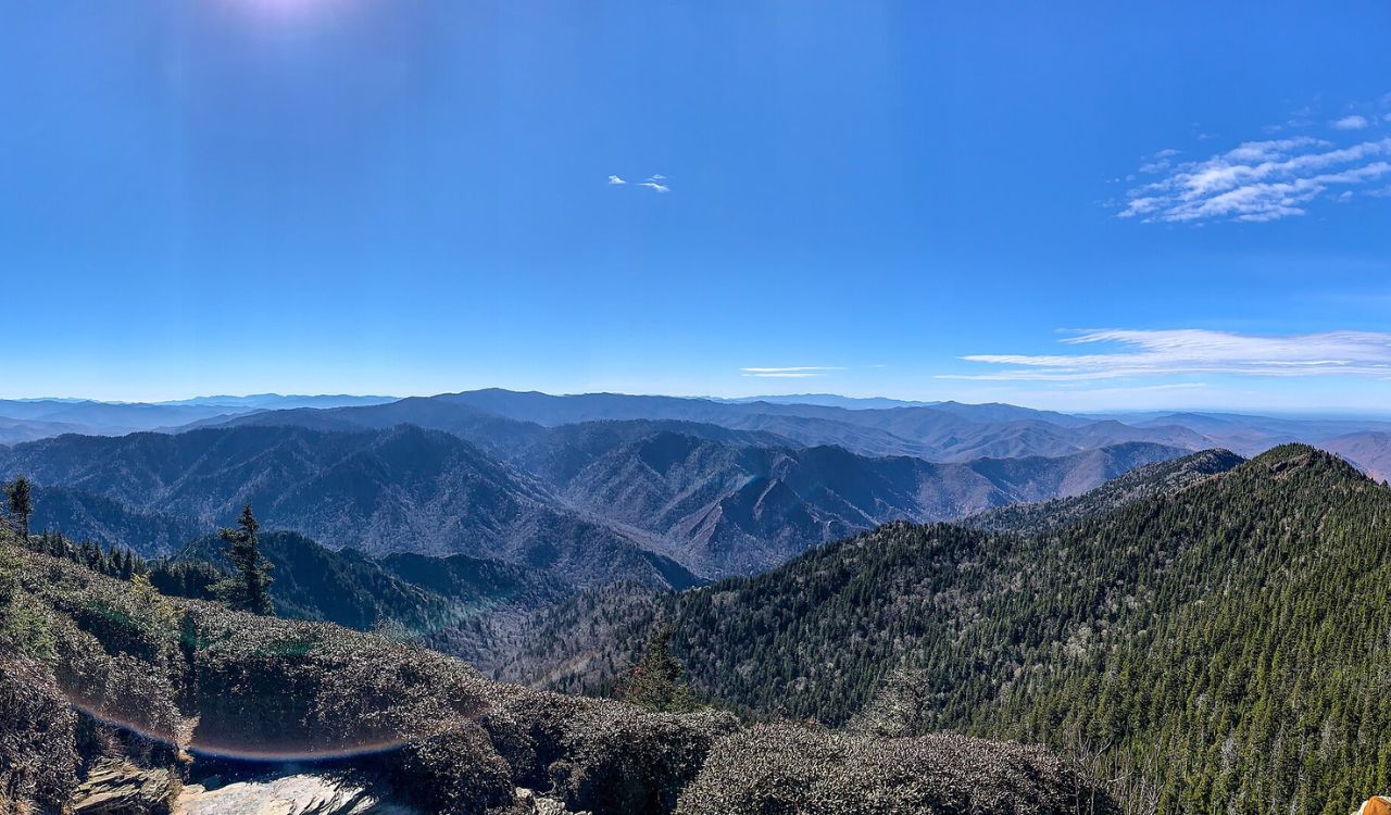 Great Smoky Mountains’ misty peaks stretch across the horizon