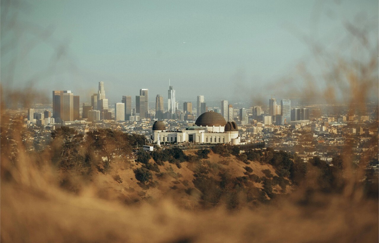 Griffith Observatory overlooking downtown Los Angeles skyline