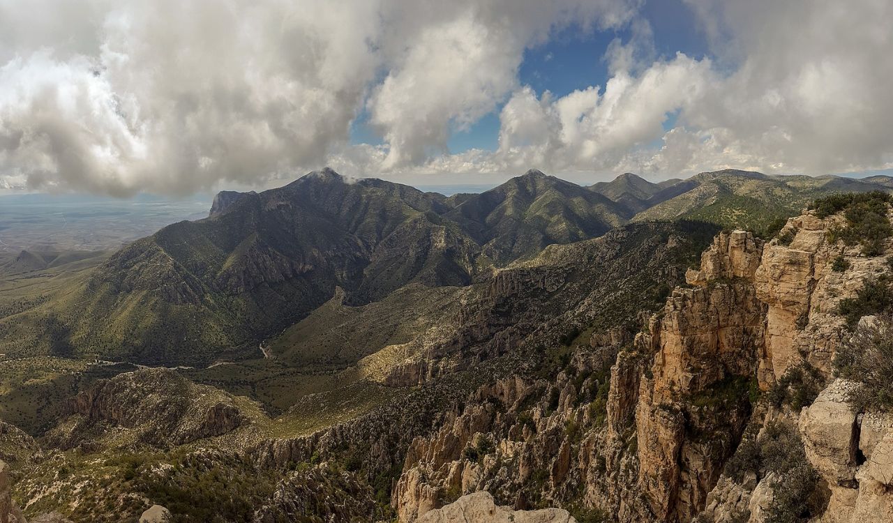 Guadalupe Mountains National Park, Texas mountain landscape under cloudy sky