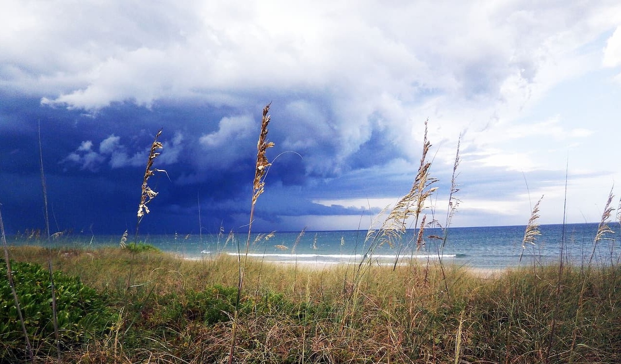 Storm clouds rolling in over Hutchinson Island beach, Florida