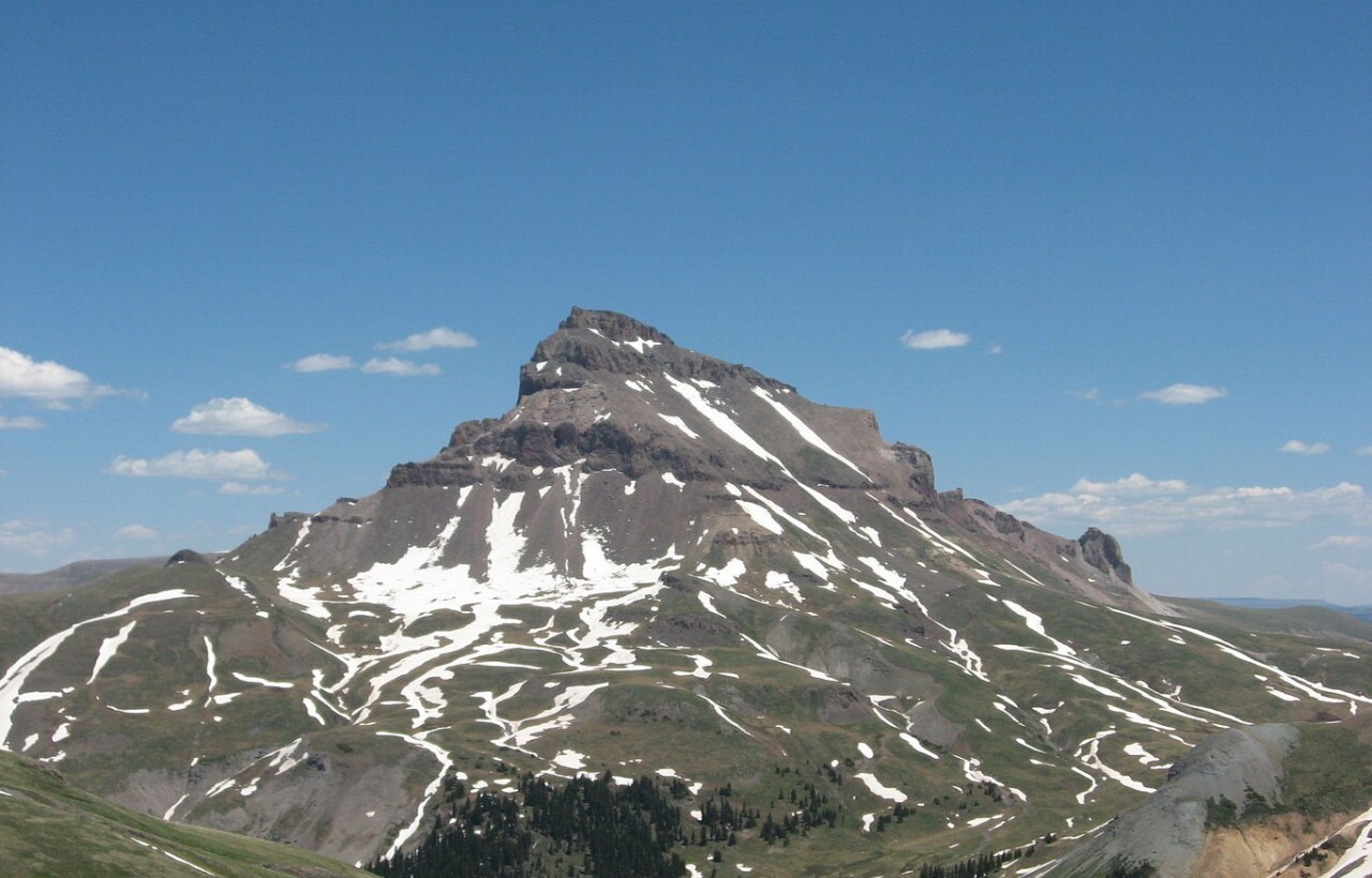 Snow-striped peak at Ice Lake Basin, Colorado