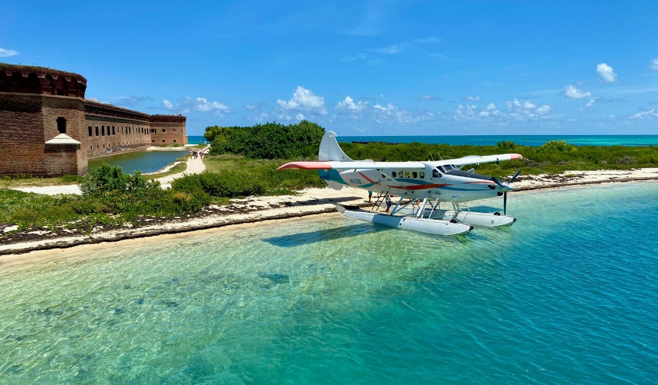 Seaplane docked near Fort Jefferson, Key West, Florida