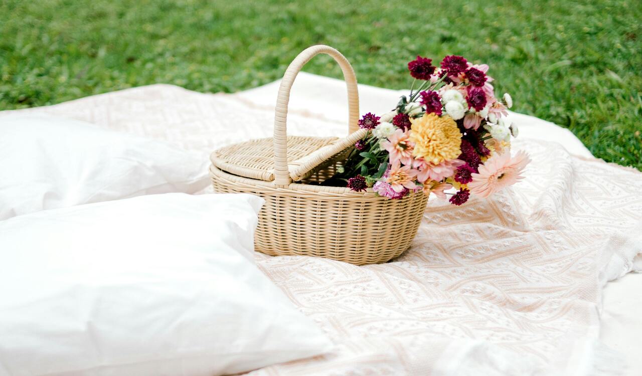 Picnic Basket with Flowers