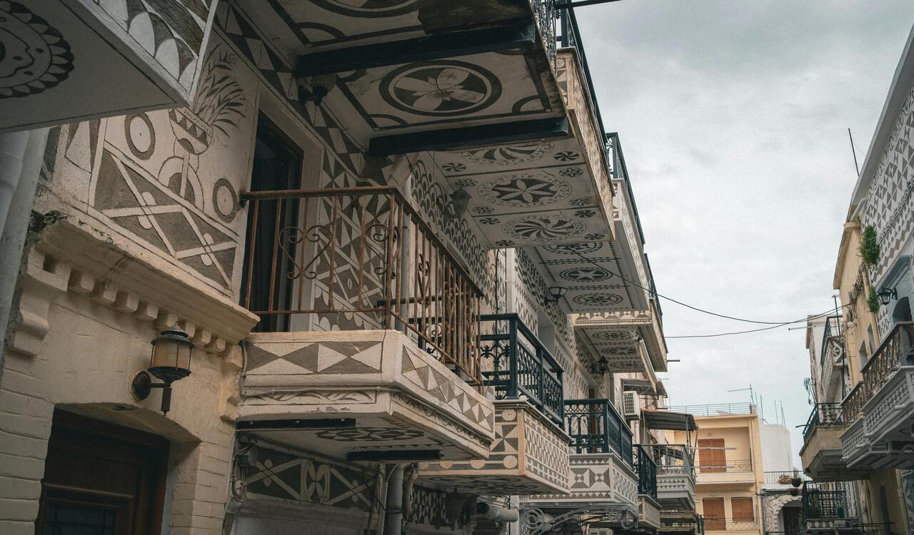 Charming Traditional Greek Architecture in Narrow Alley
