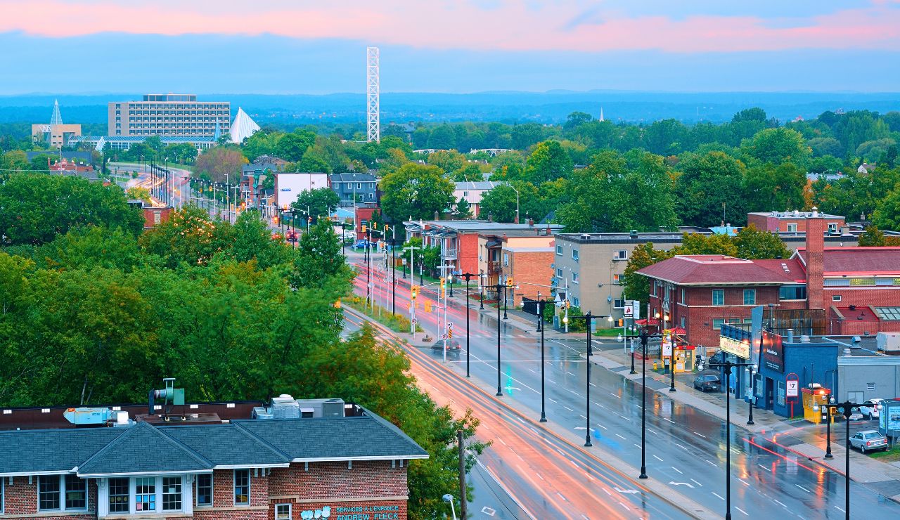 Historic downtown Abingdon with mountain views