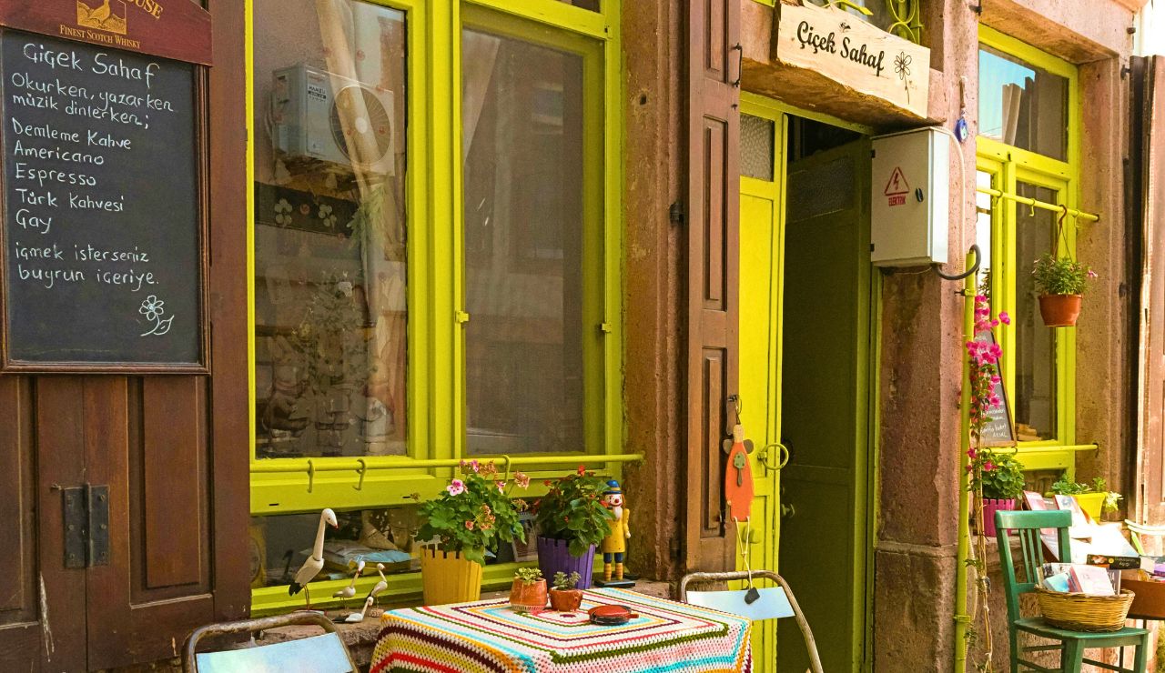 Small local eatery with handwritten menu outside