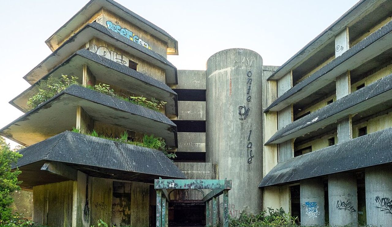 Abandoned and overgrown Monte Palace Hotel in São Miguel, Azores.