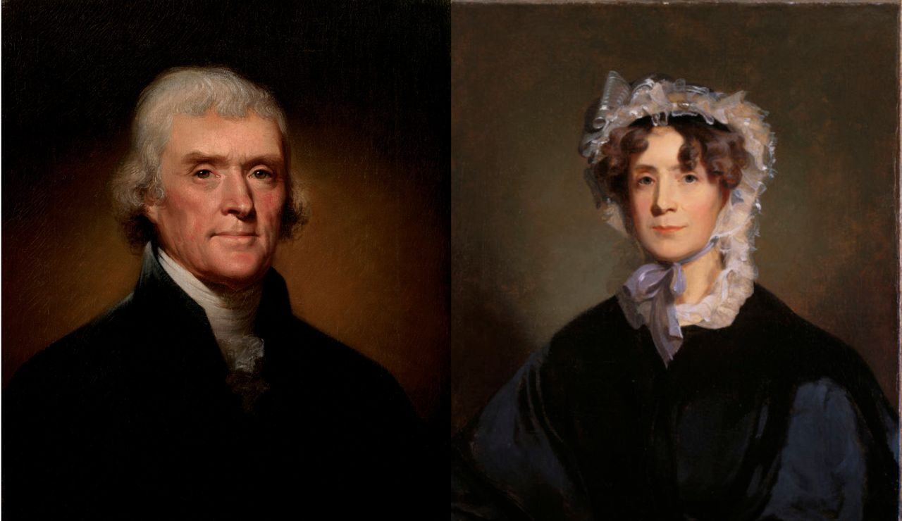 Thomas and Martha Jefferson sharing a gentle, reflective expression filled with longing and memory.