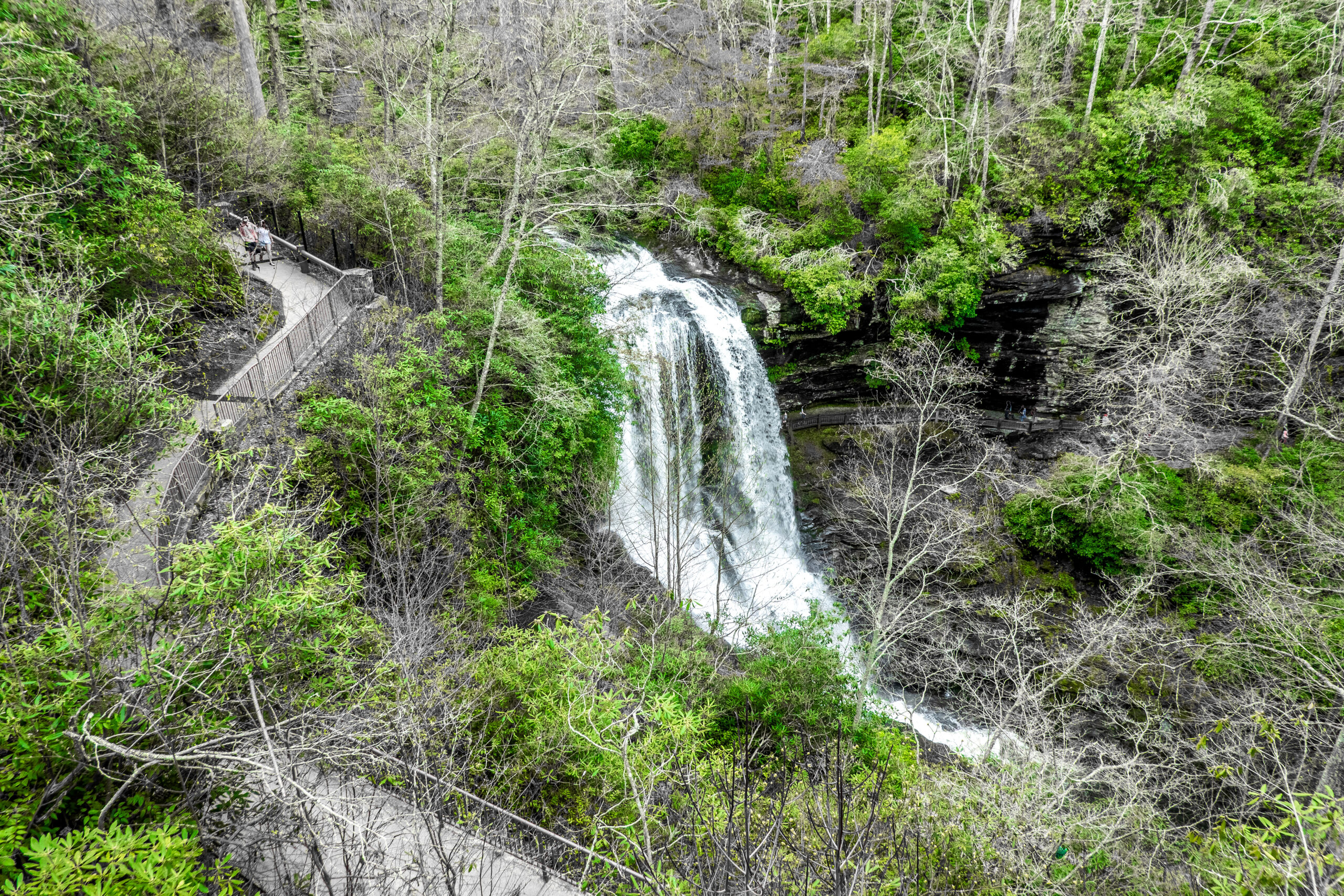 Dry falls is a scenic 65 foot waterfall in Highlands, North Carolina