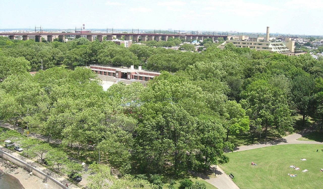 Astoria Park with trees and bridge