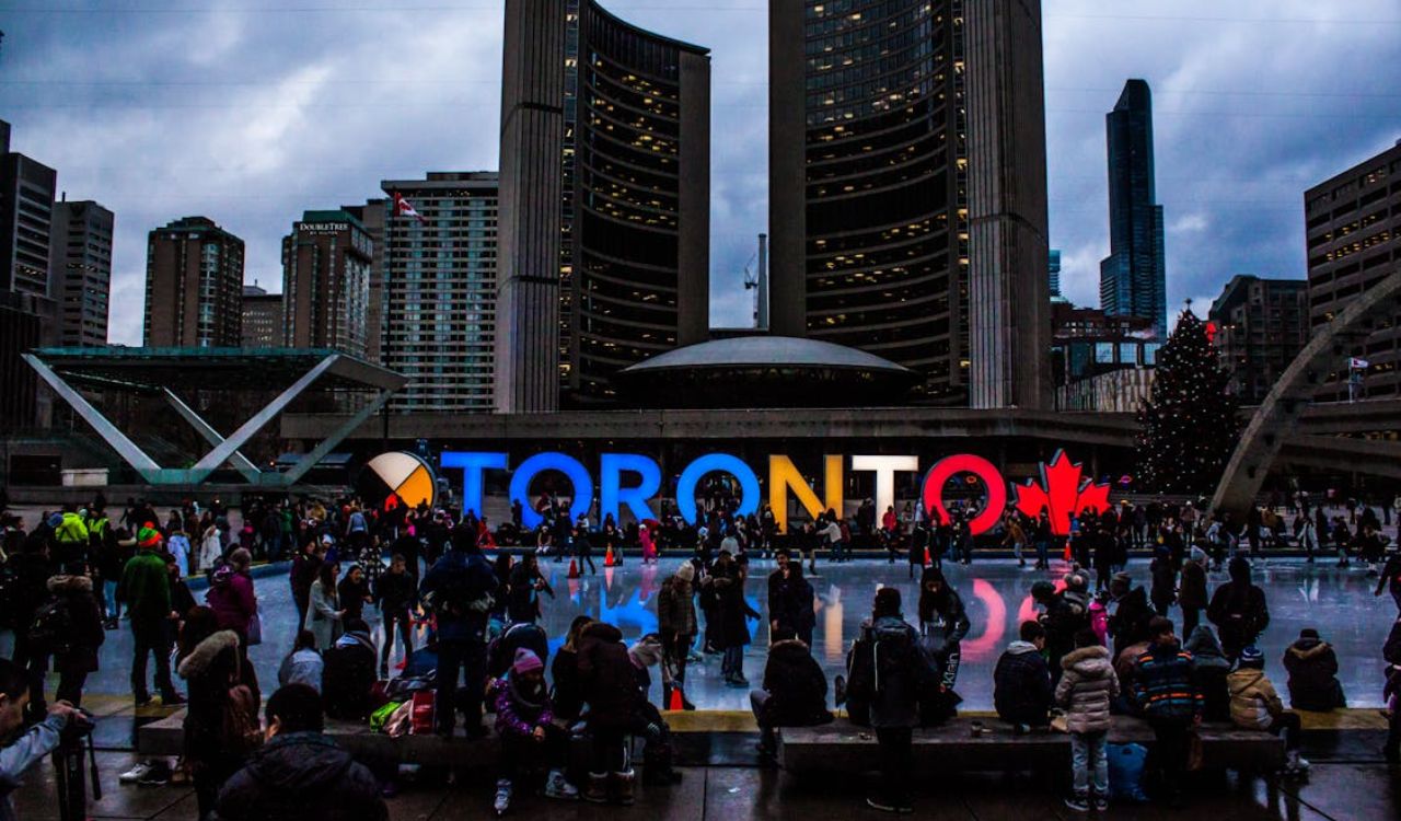 Skaters gather in festive Toronto evening