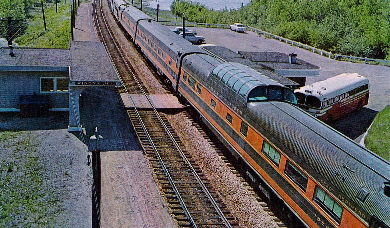 Empire Builder train at Winona Junction en route to Glacier National Park