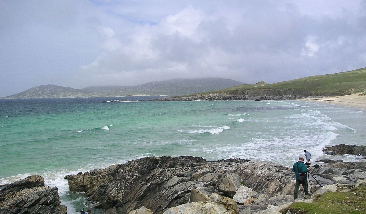 Isle of Harris with waves and cloudy sky