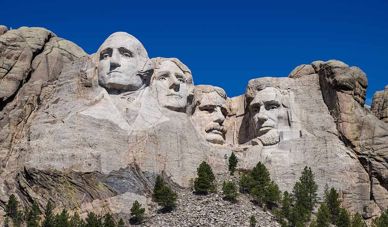 Mount Rushmore National Memorial with four U.S. presidents carved in stone