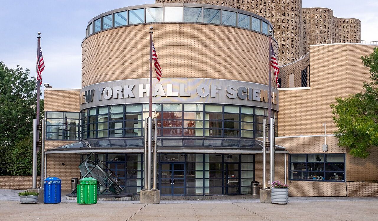 Modern science museum with circular facade