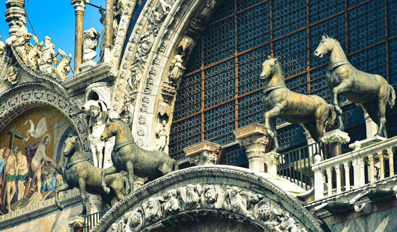 Bronze Horses of St. Mark's at St. Mark's Basilica, Venice, Italy