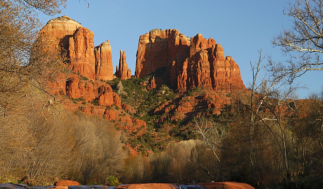 Sedona’s red rock formations glowing at sunset