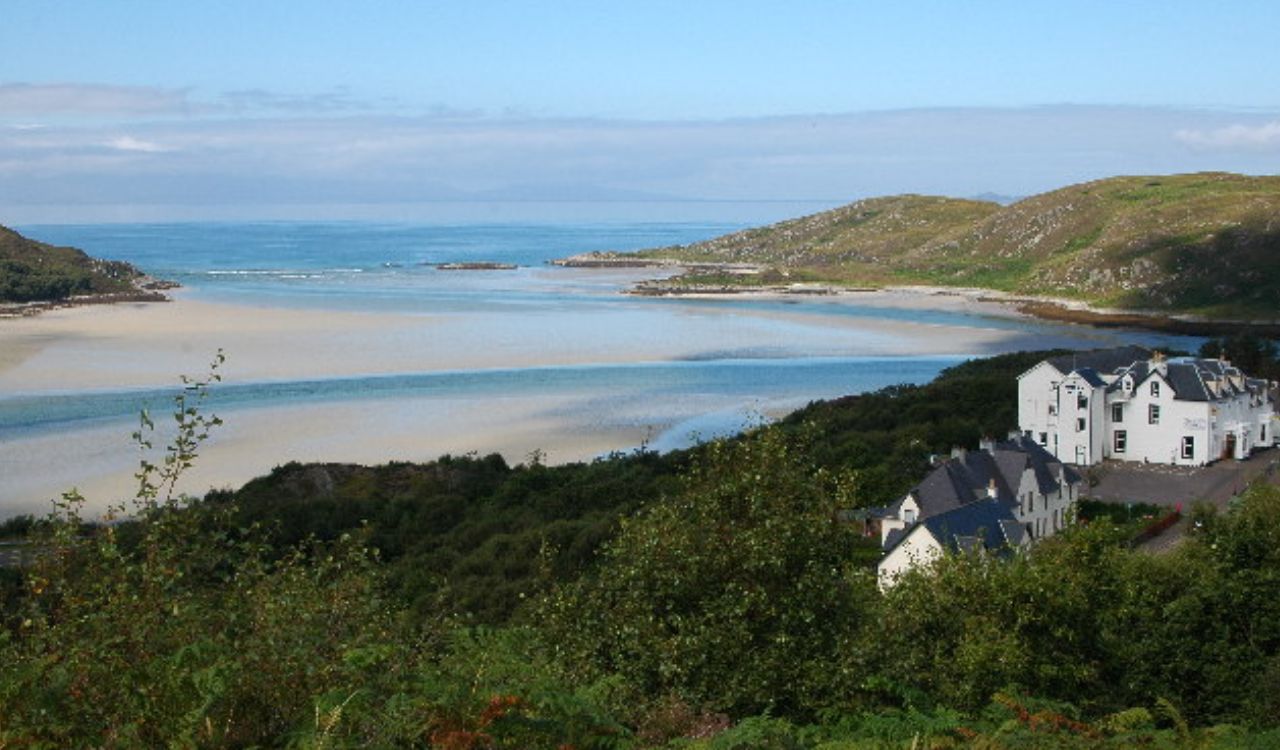 White cottages overlook the Silver Sands of Morar