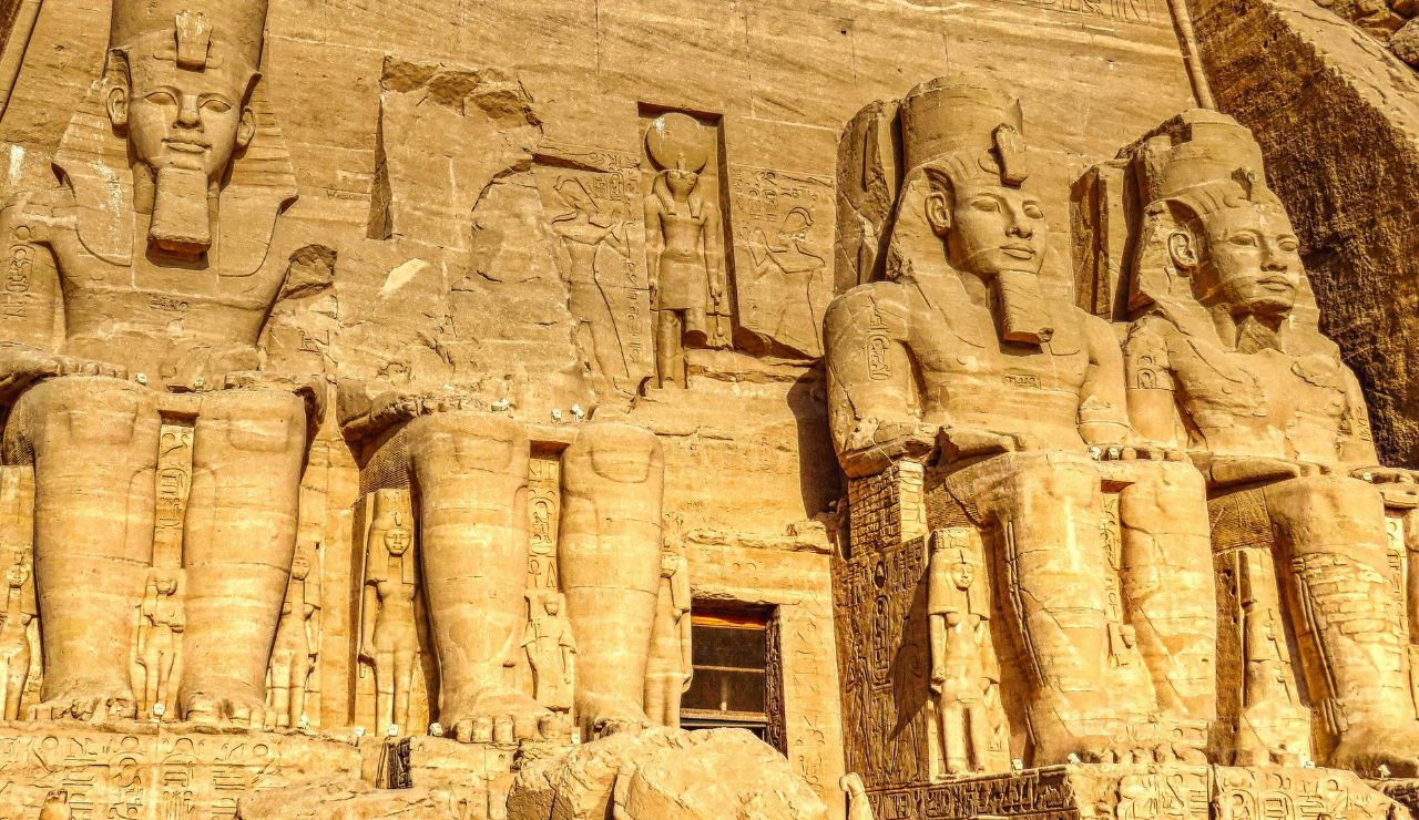 Abu Simbel statues of Ramses II in Egypt.