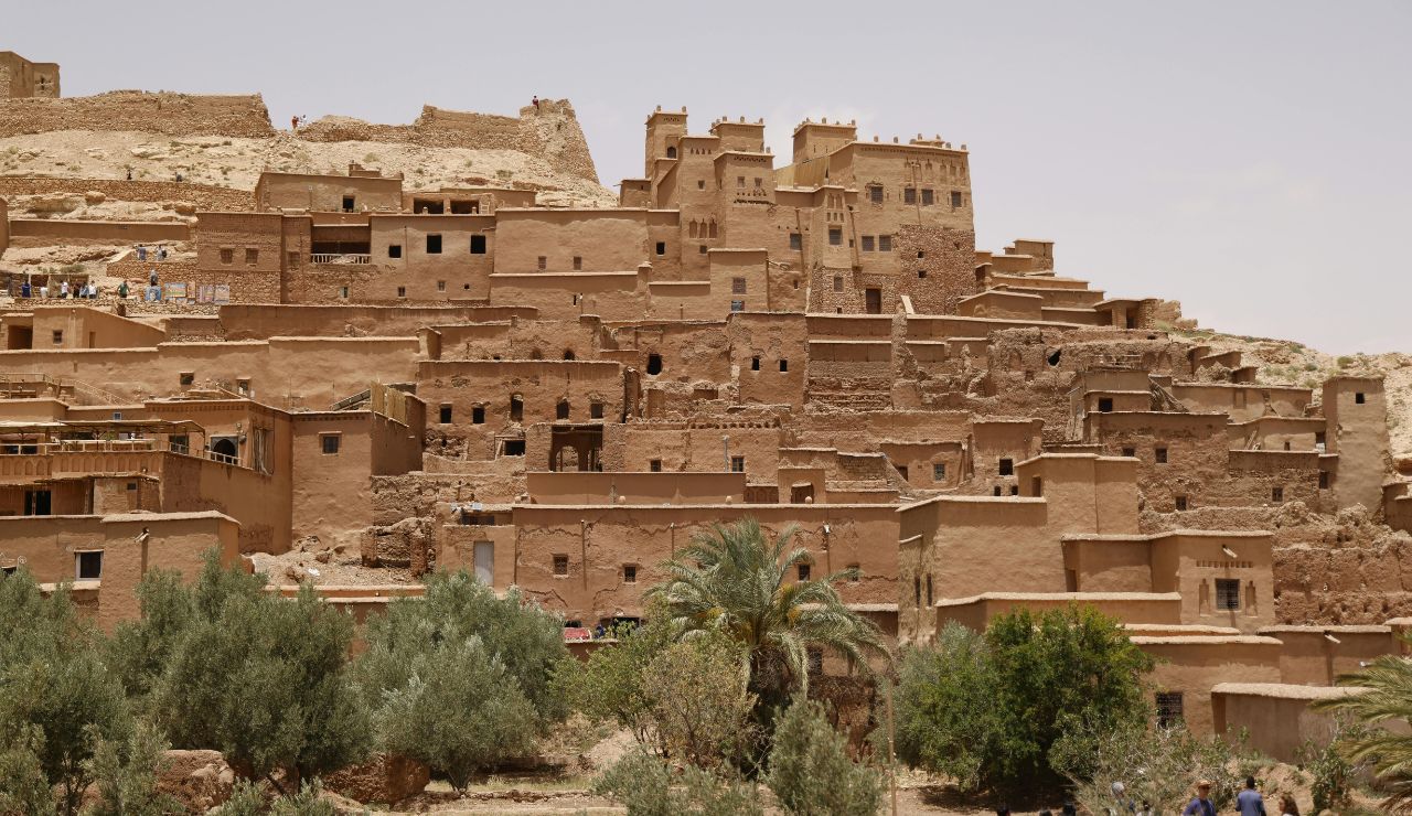Clay village of Aït Benhaddou at golden hour
