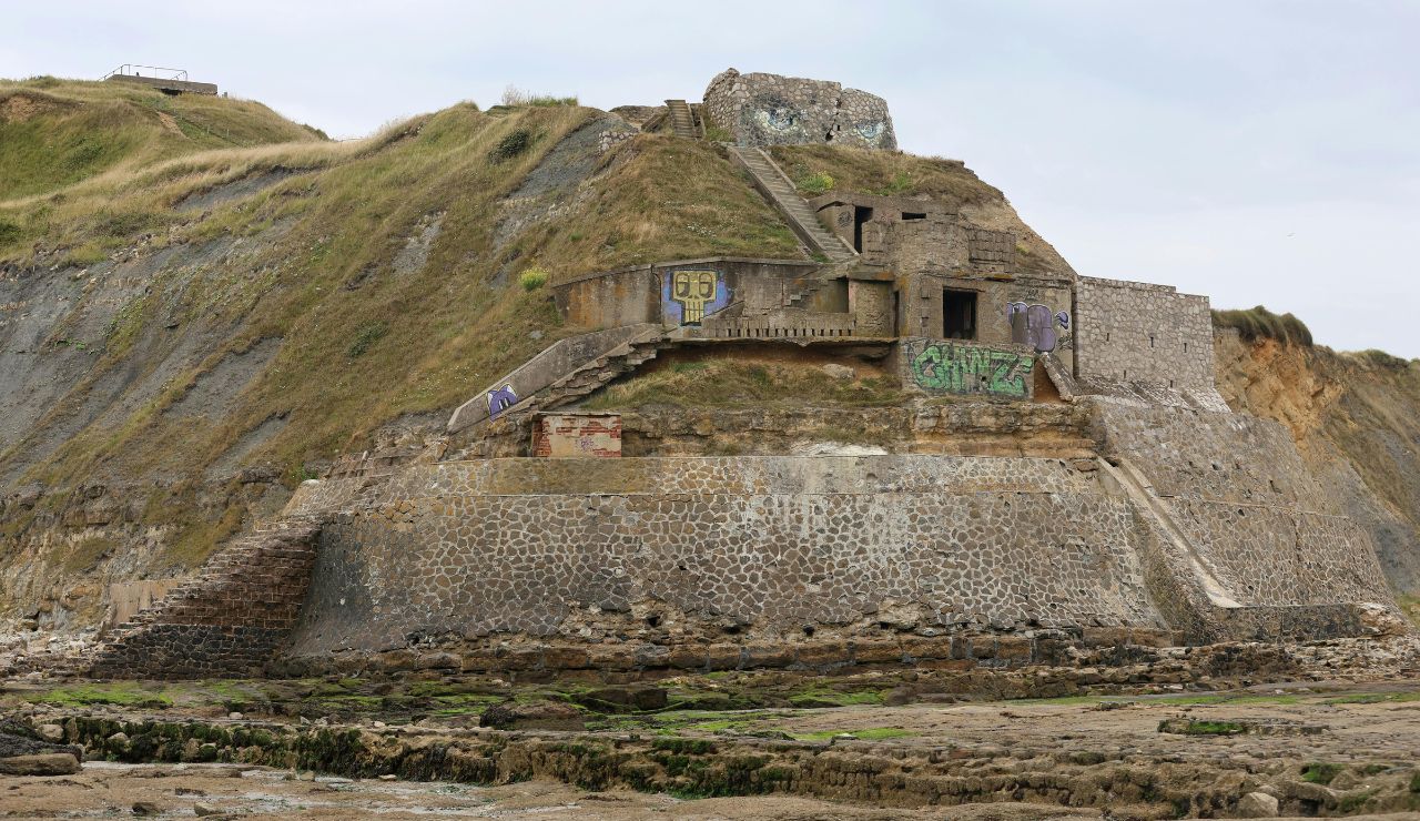 Old World War II bunker overlooking the sea on Alderney Island.