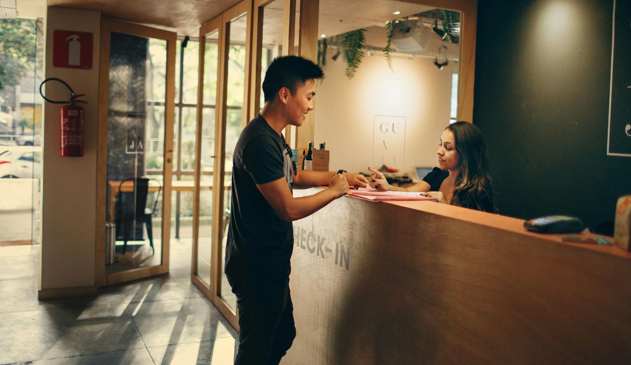 Hotel front desk in Anaheim, California