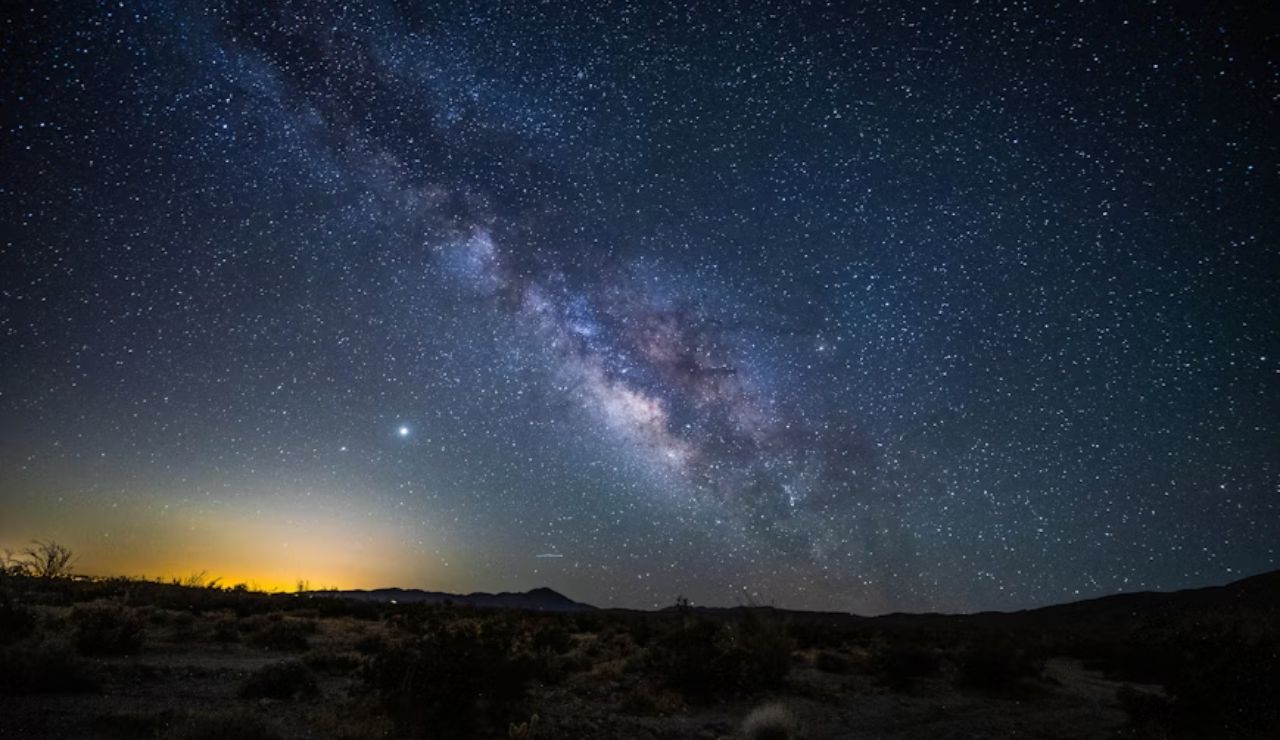 Stars flood the sky above Anza-Borrego Desert State Park in California. Its remote location and dry air make it a stargazing haven far from city lights.