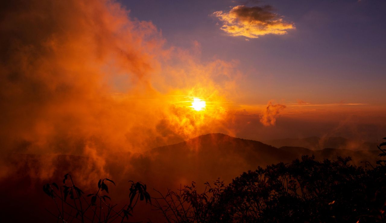 Mountain landscape near Asheville at sunset
