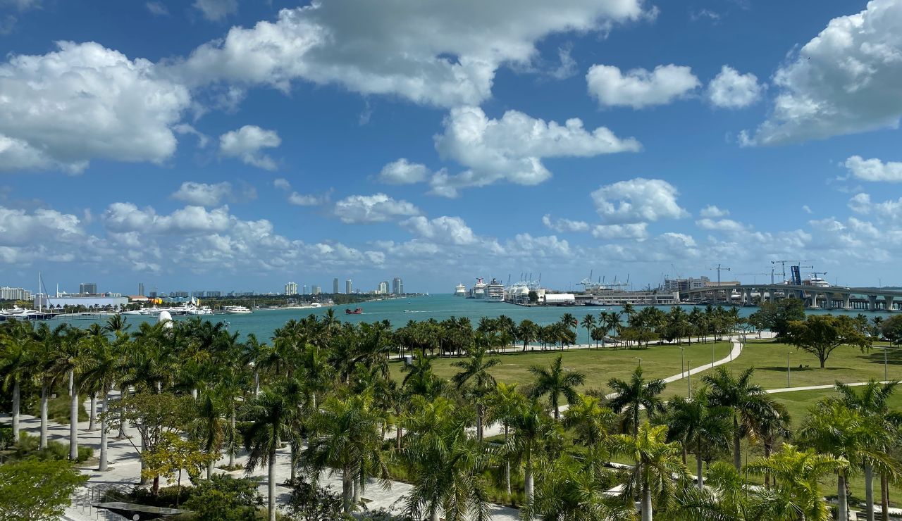 Beachgoers relaxing near the historic bridge at Bahia Honda State Park