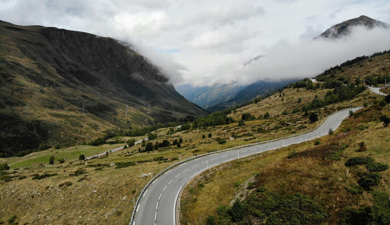 Empty stretch of Beartooth Highway with wide mountain views