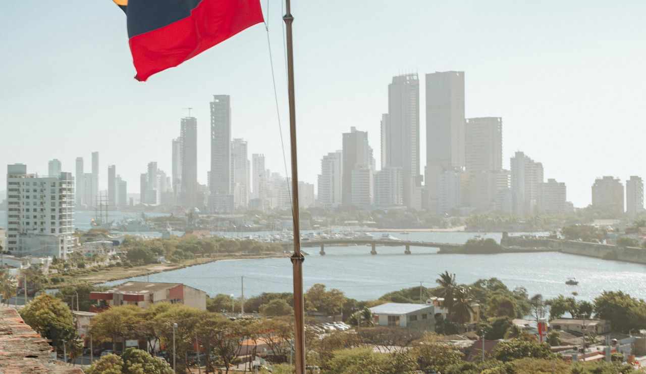 Cartagena city view with colonial buildings