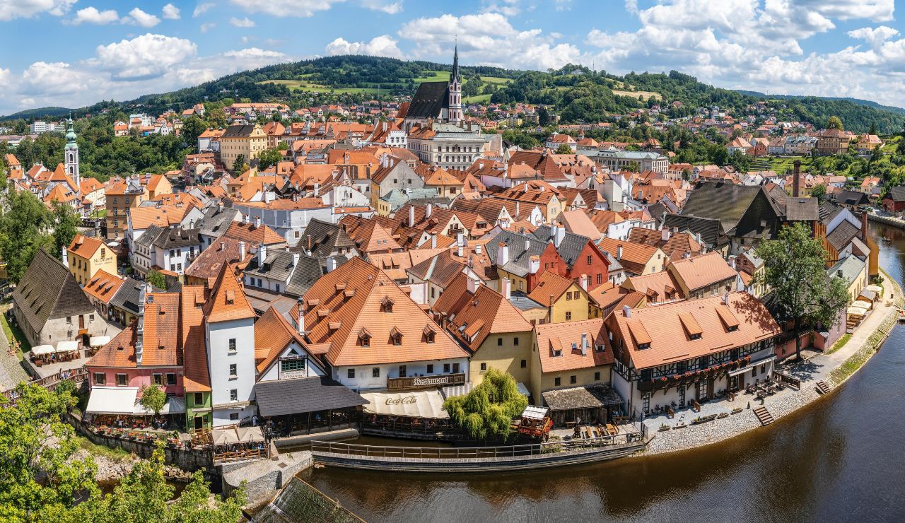 Aerial view of Český Krumlov, Czech Republic