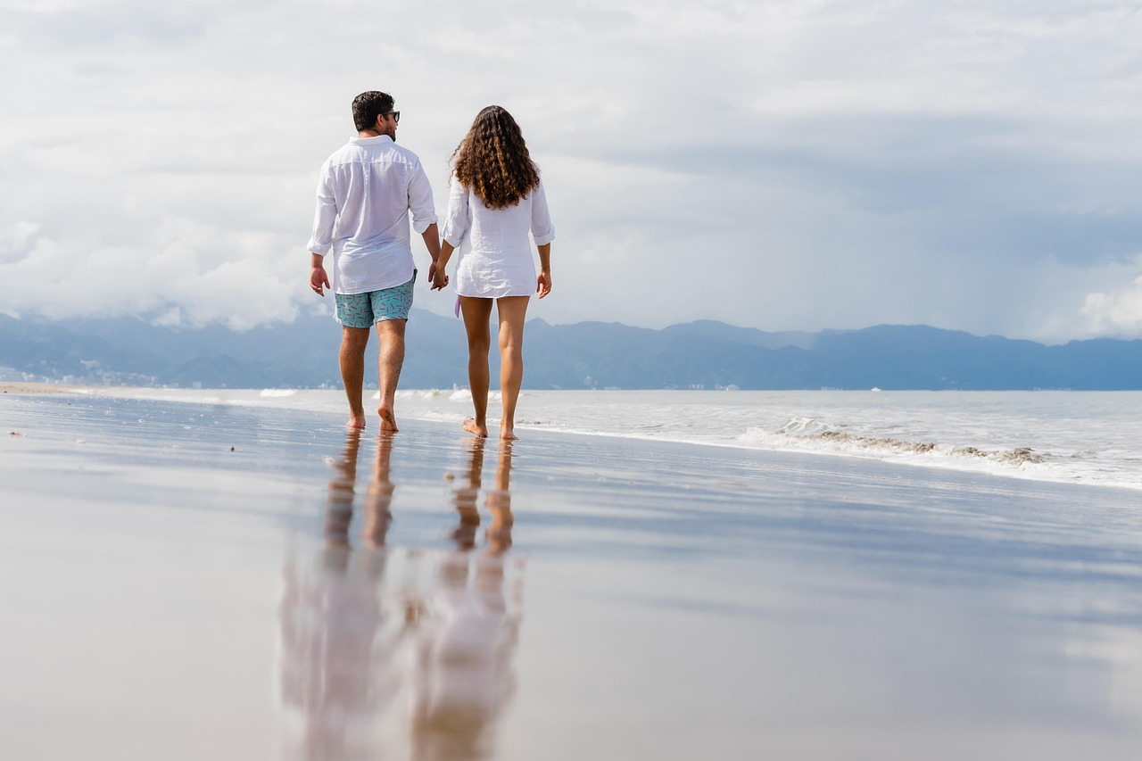 Couple on a beach, alone
