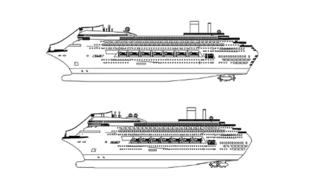 A cruise ship deck plan with various cabin locations highlighted.