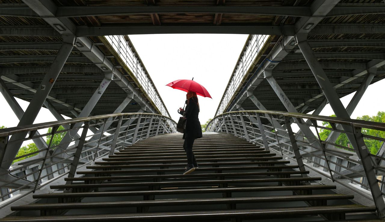 Eiffel Tower stairs with scenic views
