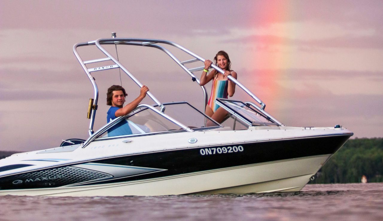 Couple boating on Montana’s Flathead Lake.