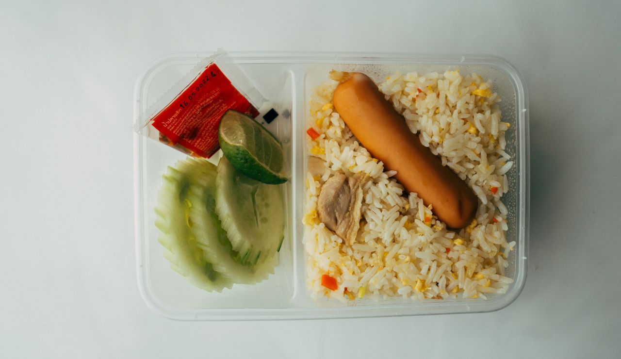 Healthy travel snacks ready to eat on a long flight