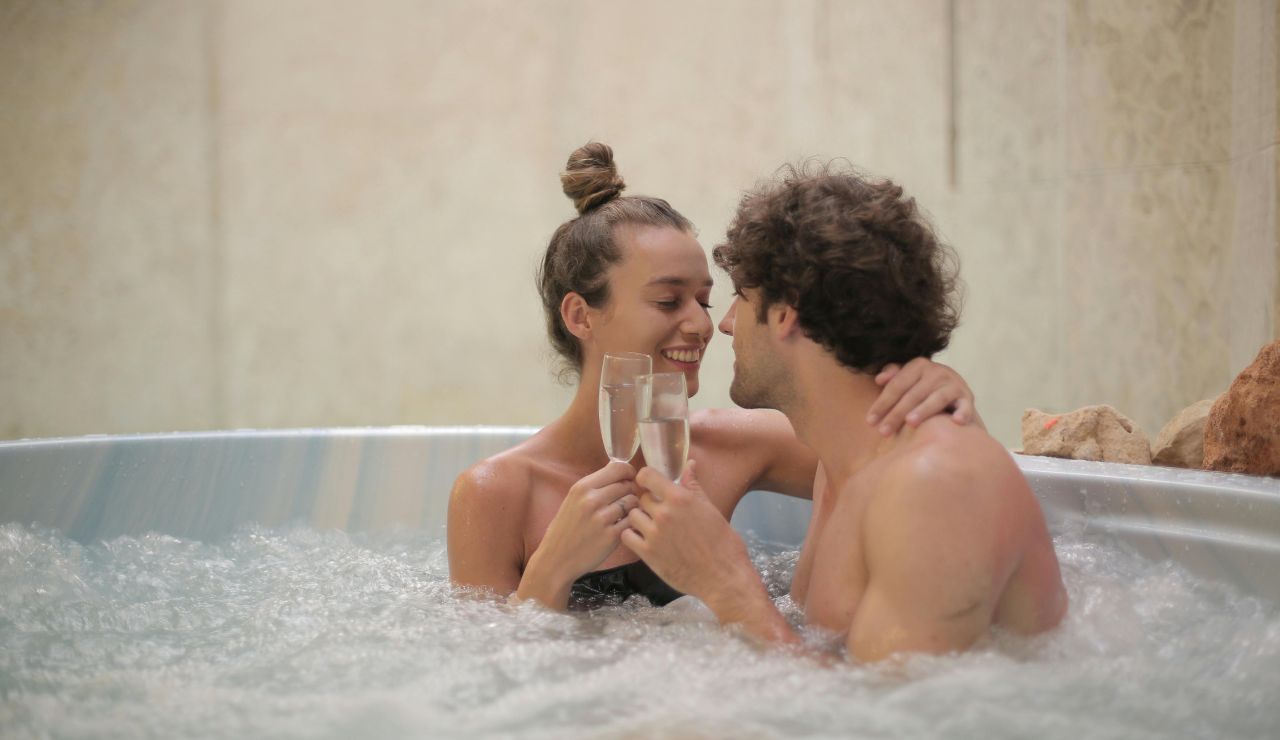 Couple enjoying a spa treatment together