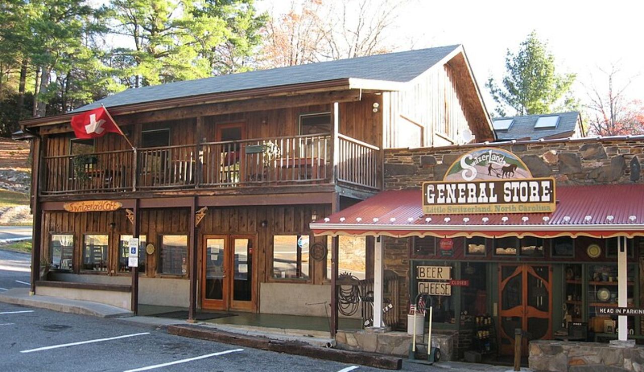 Rustic general store and café in Little Switzerland, North Carolina.