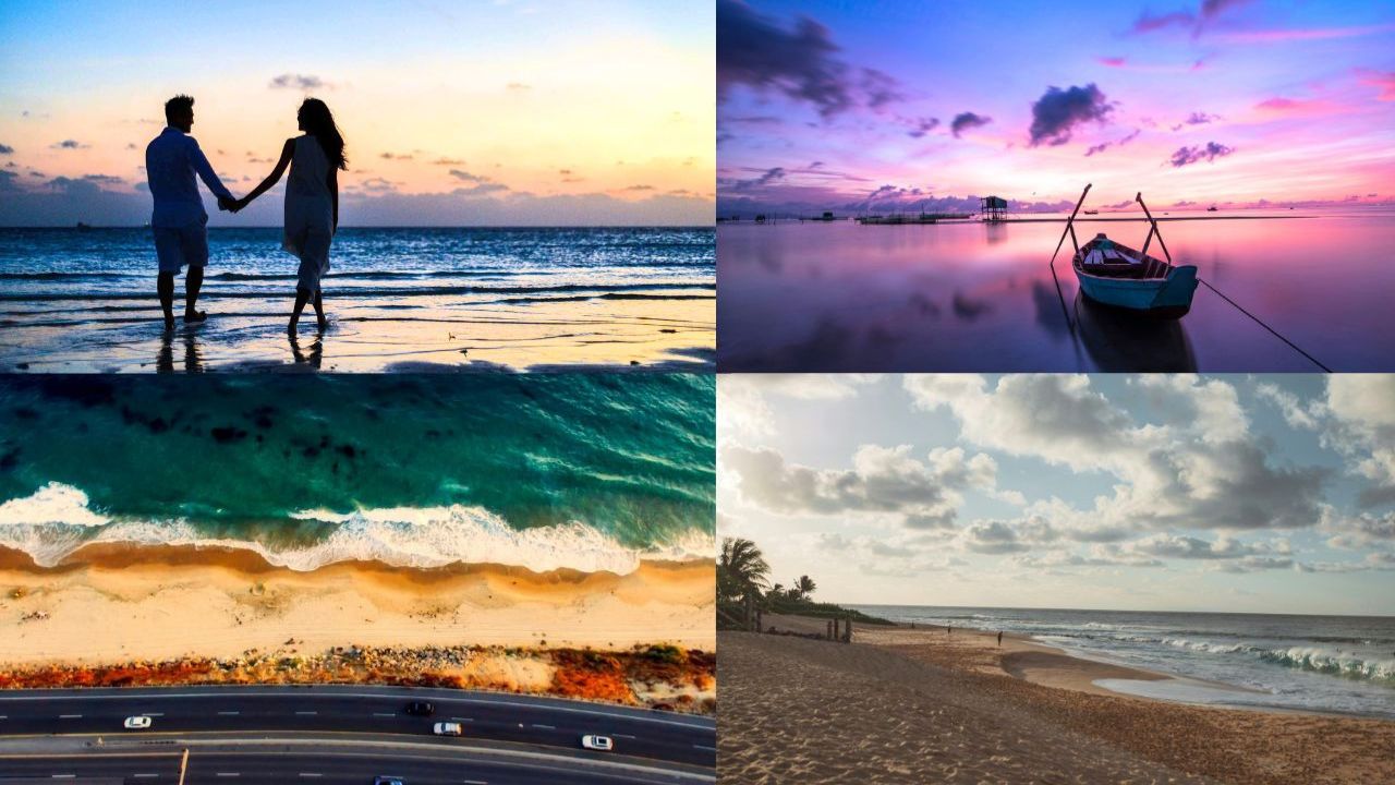Collage of quiet Mississippi beach towns and coastlines