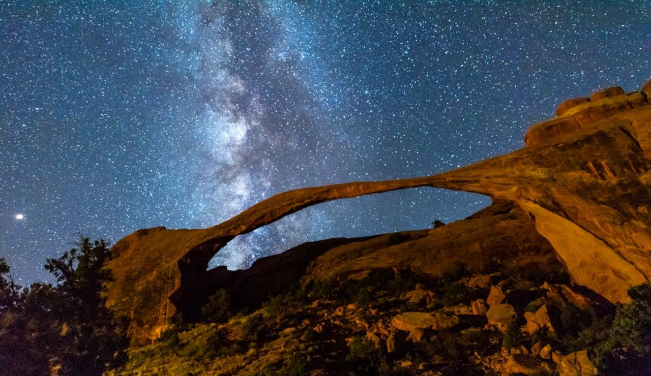Milky Way over Arches National Park, Utah, a perfect quiet stargazing spot.